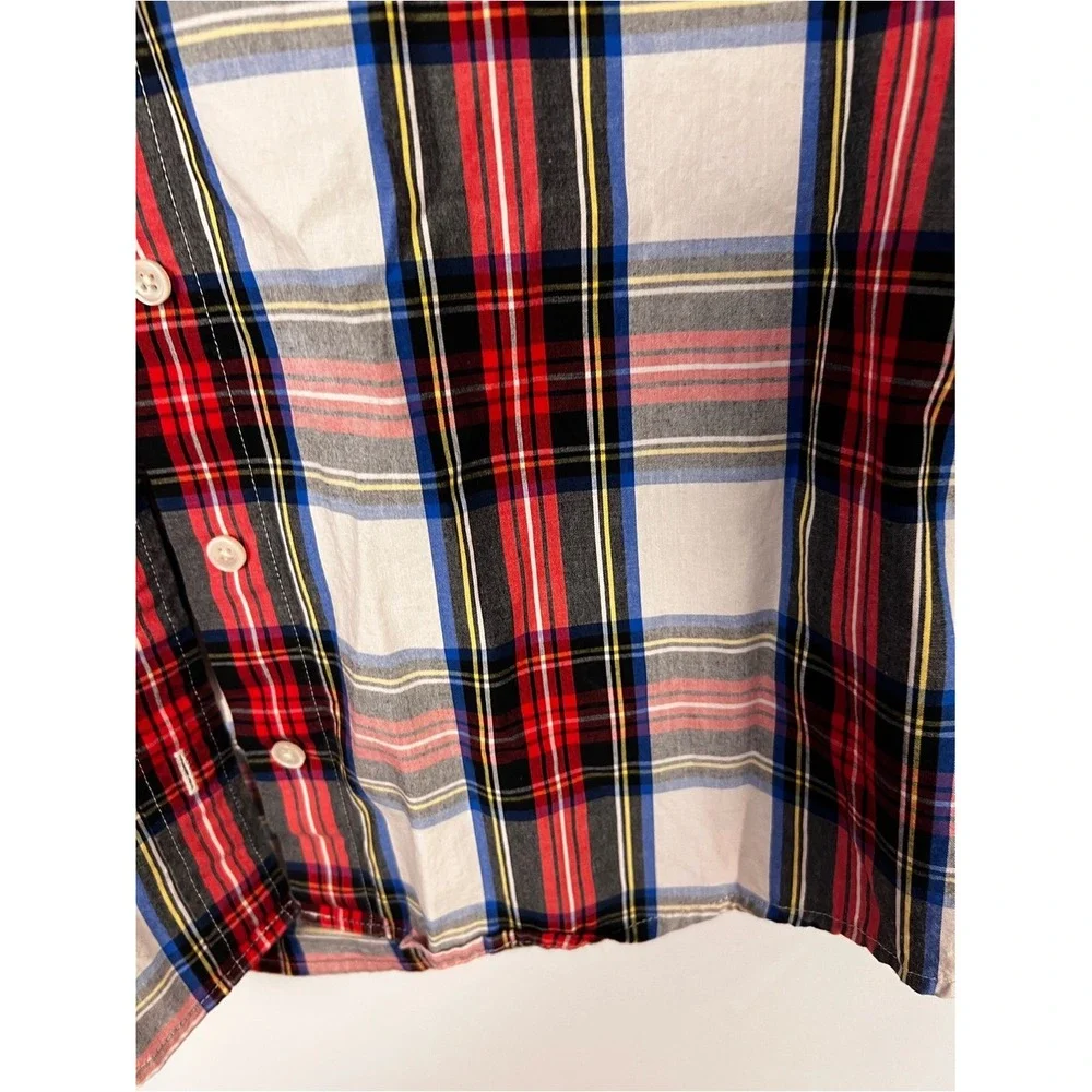 J. Crew Women's Red & White‎ Plaid Tartan model Button Down Shirt XS